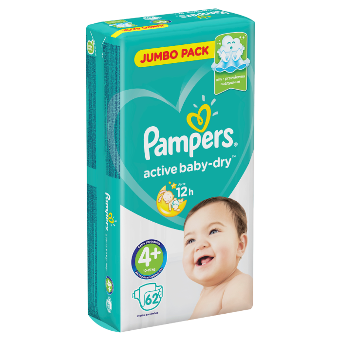 Buy the Pampers Active Baby Maxi Plus S4+ Jp 62 from Babies-R-Us Online |  Babies R Us Online